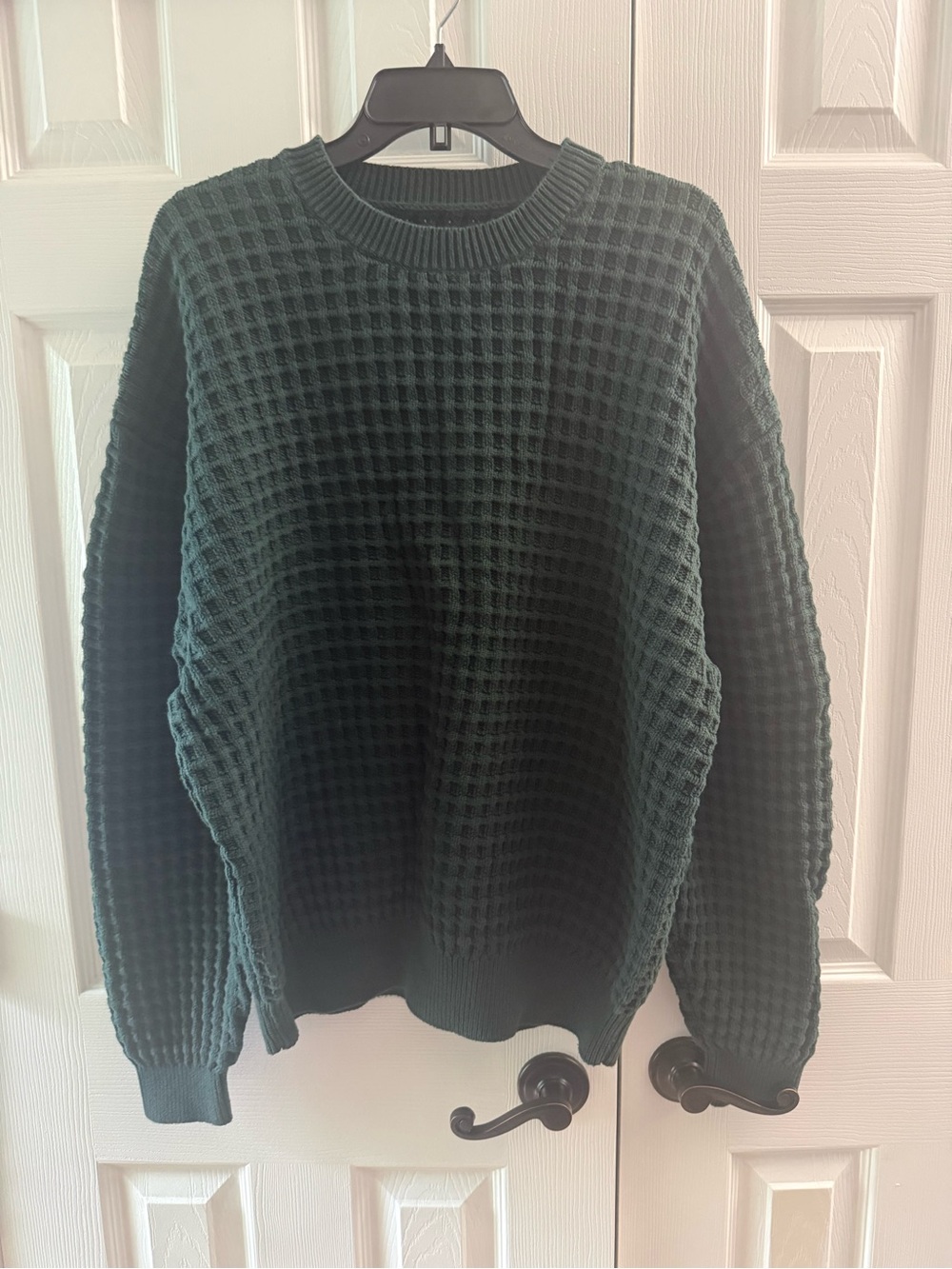 AIMÉ LEON DORE Dark Green Waffle Crewneck Sweater